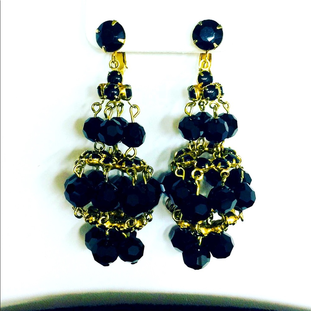 Vintage Carnegie Signed Chandelier Earrings
